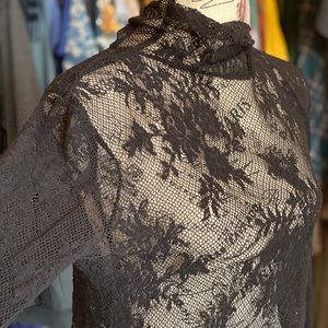 Black floral lace turtleneck from Free People
